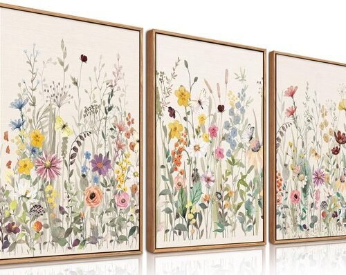 Ibenzoa® Canvas muurkunst met aquarel bloemen voor stijlvolle wanddecoratie