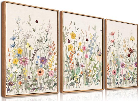 Ibenzoa® Canvas muurkunst met aquarel bloemen voor stijlvolle wanddecoratie