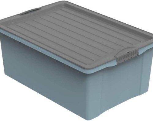 Ibenzoa® Blauwe kunststof opbergbox met deksel, 38 liter capaciteit voor optimaal gebruik