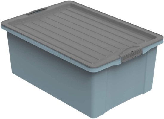 Ibenzoa® Blauwe kunststof opbergbox met deksel, 38 liter capaciteit voor optimaal gebruik