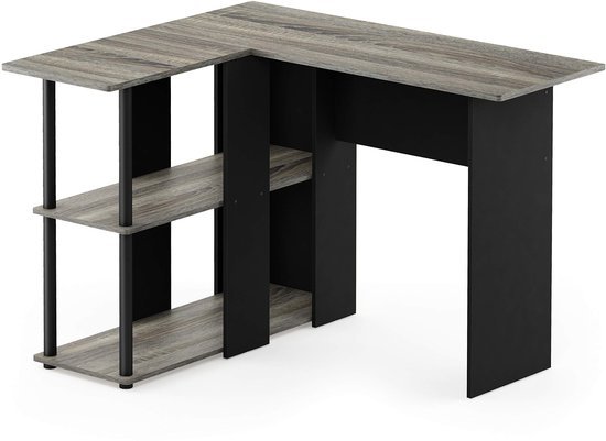 Ibenzoa® Ruim L-vormig bureau met planken voor efficiënt werken thuis of op kantoor Ibenzoa® Ruim L-vormig bureau met planken voor efficiënt werken thuis of op kantoor