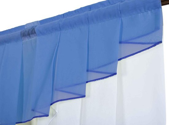 Ibenzoa® Elegant kort blauw vitrage gordijn met M-boogontwerp voor veelzijdig gebruik