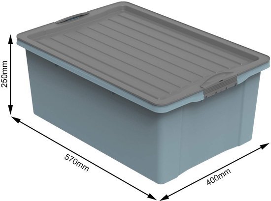 Ibenzoa® Blauwe kunststof opbergbox met deksel, 38 liter capaciteit voor optimaal gebruik