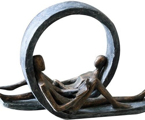 Ibenzoa® Decoratieve sculptuur van man en vrouw met elegante bronsfinish