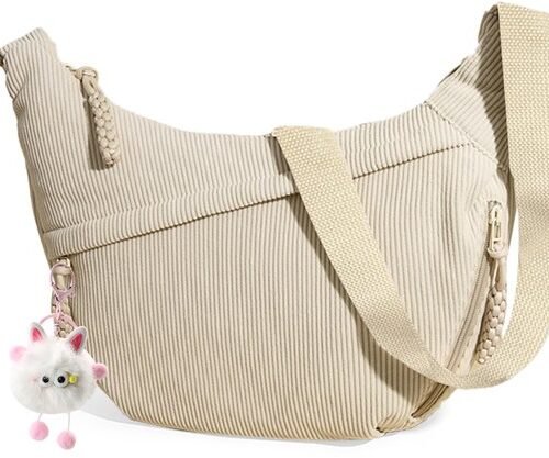 Ibenzoa® Stijlvolle en veelzijdige corduroy schoudertas voor dames met verstelbare riem