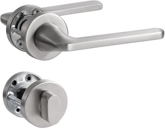 Ibenzoa® Stijlvolle zilverkleurige deurklink voor binnen- en buitendeuren met ronde rozet Ibenzoa® Stijlvolle zilverkleurige deurklink voor binnen- en buitendeuren met ronde rozet