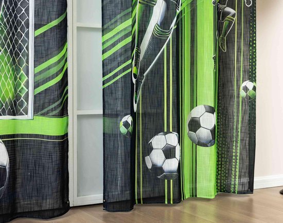 Ibenzoa® Moderne halftransparante gordijn met linnenlook en voetbalthema