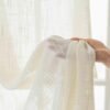 Ibenzoa® Elegante crème gordijn met linnenstructuur en lichtdoorlatendheid