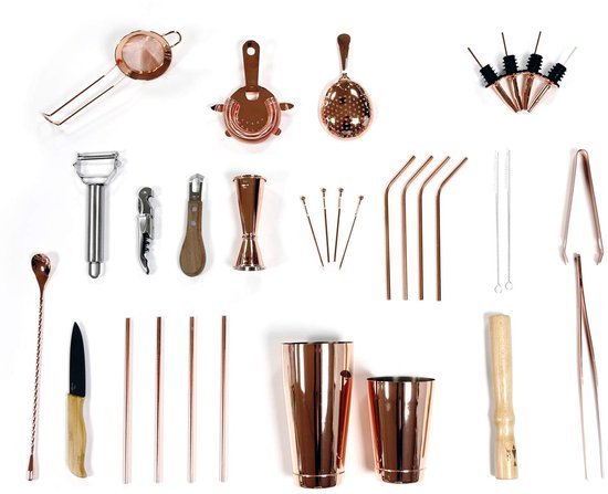 Ibenzoa® Uitgebreide 32-delige cocktailset voor thuis en professionele bars
