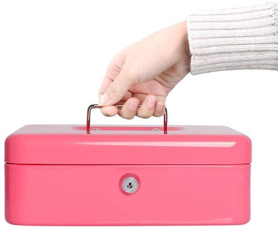 Unyqoos® Roze geldkistje met spaarfunctie en sleutelvergrendeling voor veilig sparen, roze, 20*25*9 cm Unyqoos® Roze geldkistje met spaarfunctie en sleutelvergrendeling voor veilig sparen, roze, 20*25*9 cm