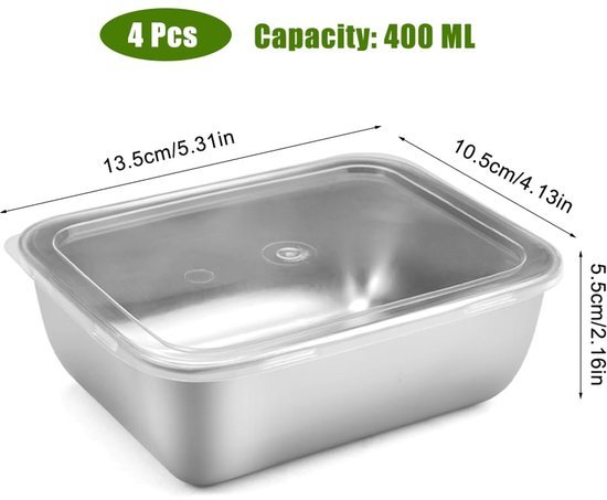 Ibenzoa® Set van vier roestvrijstalen vershouddozen