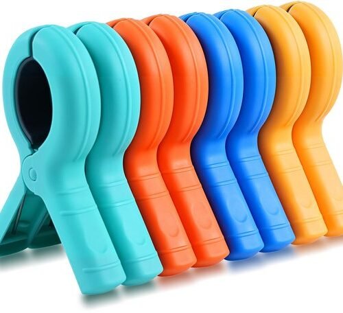 Ibenzoa® Set van 8 kleurrijke windbestendige klemmen voor strandstoelen en waslijn