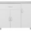 Ibenzoa® Moderne witte commode met lade en deuren voor veelzijdige opbergruimte