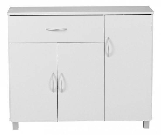 Ibenzoa® Moderne witte commode met lade en deuren voor veelzijdige opbergruimte
