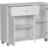 Ibenzoa® Moderne witte commode met lade en deuren voor veelzijdige opbergruimte