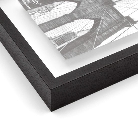 Ibenzoa® Stijlvolle zwevende fotolijst in zwart hout met dubbel glas voor elk interieur