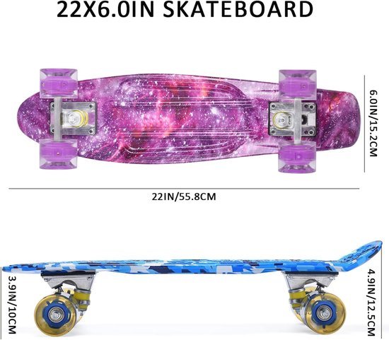 Unyqoos® Mini Cruiser Skateboard met LED Wielen voor Kinderen en Volwassenen Unyqoos® Mini Cruiser Skateboard met LED Wielen voor Kinderen en Volwassenen