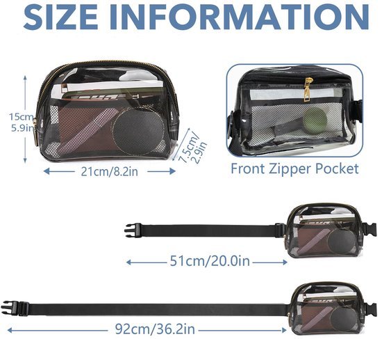Ibenzoa® Transparante schoudertas met verstelbare riem voor evenementen en dagelijks gebruik Ibenzoa® Transparante schoudertas met verstelbare riem voor evenementen en dagelijks gebruik