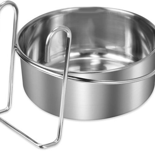 Ibenzoa® Roestvrijstalen hangende voerbak voor huisdieren in kooi met eenvoudig gebruik