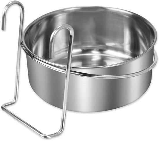 Ibenzoa® Roestvrijstalen hangende voerbak voor huisdieren in kooi met eenvoudig gebruik