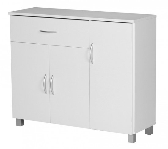 Ibenzoa® Moderne witte commode met lade en deuren voor veelzijdige opbergruimte
