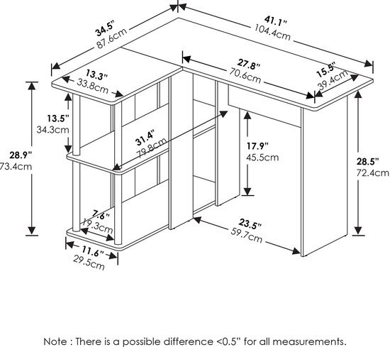 Ibenzoa® Ruim L-vormig bureau met planken voor efficiënt werken thuis of op kantoor Ibenzoa® Ruim L-vormig bureau met planken voor efficiënt werken thuis of op kantoor
