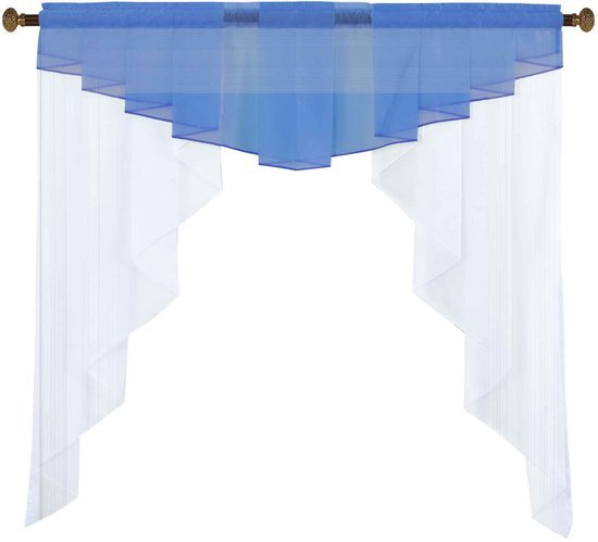Ibenzoa® Elegant kort blauw vitrage gordijn met M-boogontwerp voor veelzijdig gebruik