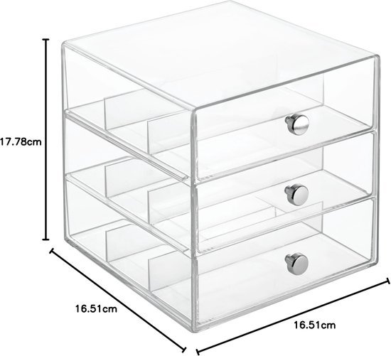 Ibenzoa® Transparante opbergtoren met drie lades voor brillen en zonnebrillen