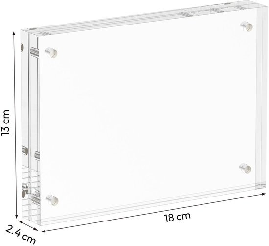 Unyqoos® Set van drie frameloze acryl fotolijsten voor dubbelzijdig gebruik op bureau