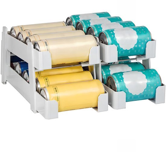 Ibenzoa® Ruime en praktische drankblikjes-organizer voor koelkast met rollende lade