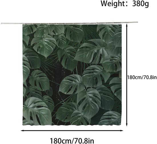 Ibenzoa® Waterdicht en schimmelbestendig douchegordijn met kleurrijk ontwerp en haken
