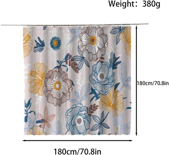 Ibenzoa® Kleurrijk vintage douchegordijn met antischimmel en waterafstotende eigenschappen