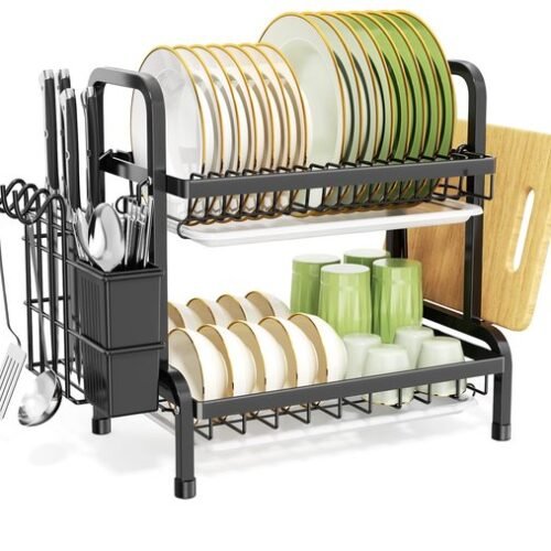 Ibenzoa® Dubbel niveau afdruiprek van roestvrij staal met geïntegreerde lekbakken