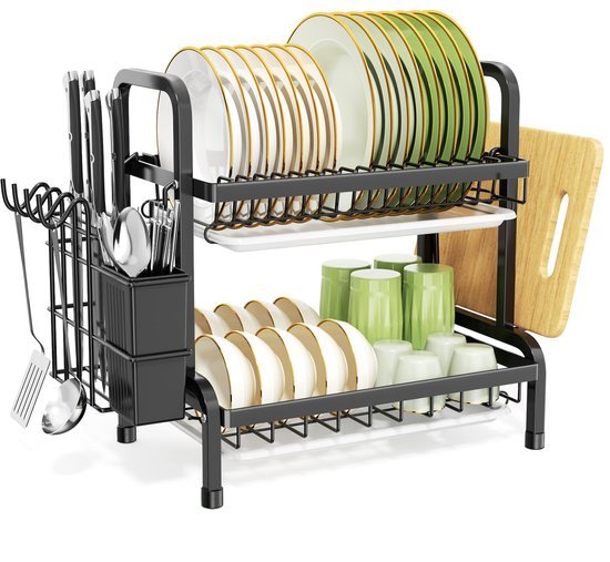 Ibenzoa® Dubbel niveau afdruiprek van roestvrij staal met geïntegreerde lekbakken