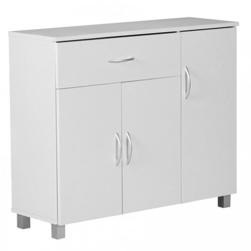 Ibenzoa® Moderne witte commode met lade en deuren voor veelzijdige opbergruimte