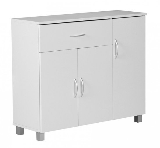 Ibenzoa® Moderne witte commode met lade en deuren voor veelzijdige opbergruimte