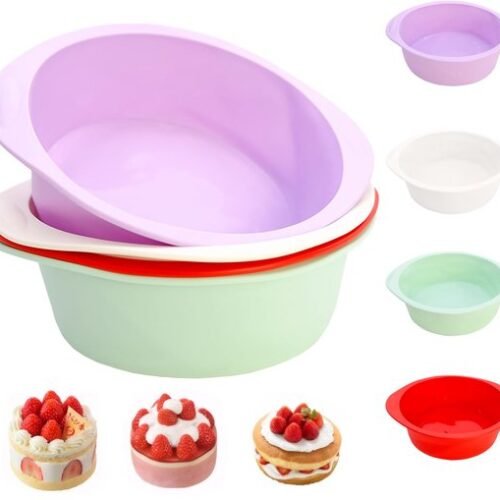 Unyqoos® Set van vier ronde siliconen bakvormen voor veelzijdig gebruik in de keuken