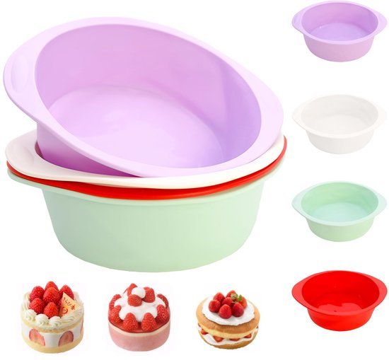 Unyqoos® Set van vier ronde siliconen bakvormen voor veelzijdig gebruik in de keuken