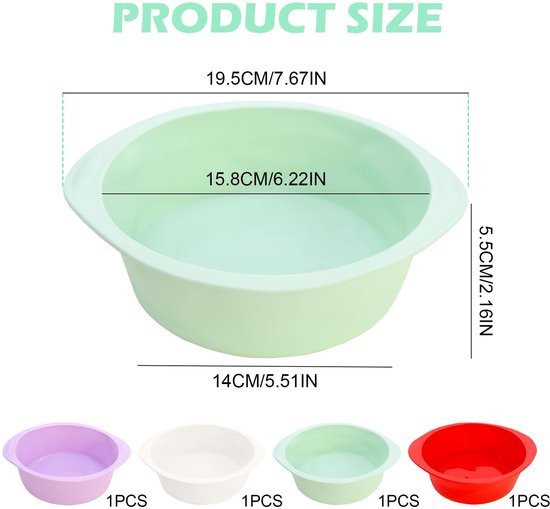 Unyqoos® Set van vier ronde siliconen bakvormen voor veelzijdig gebruik in de keuken