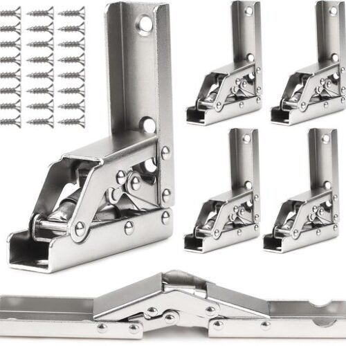 Ibenzoa® Set van 6 inklapbare scharnieren voor kastdeuren met veer en schroeven