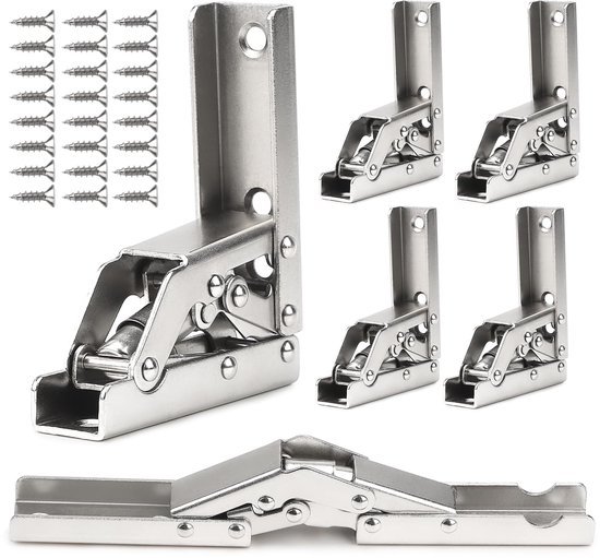 Ibenzoa® Set van 6 inklapbare scharnieren voor kastdeuren met veer en schroeven