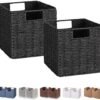 Ibenzoa® Handgeweven opvouwbare kubusvormige opbergmanden set van 2 voor veelzijdige organisatie thuis Ibenzoa® Handgeweven opvouwbare kubusvormige opbergmanden set van 2 voor veelzijdige organisatie thuis