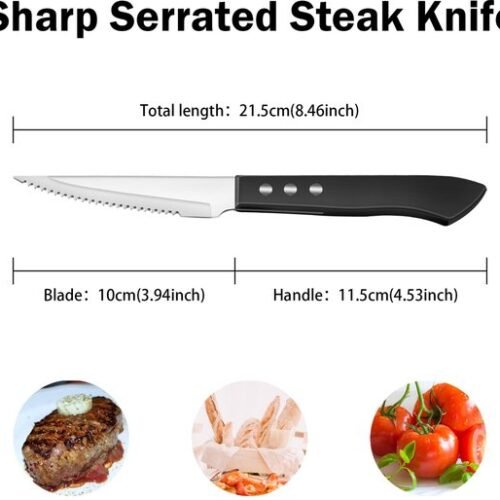 Ibenzoa® Set van 8 Roestvrijstalen Steakmessen met Ergonomische Handgreep