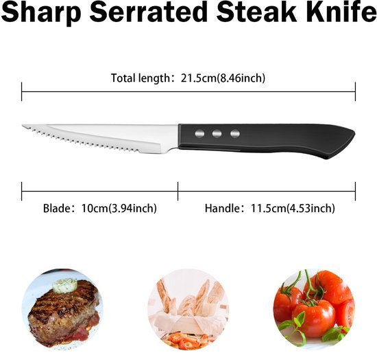 Ibenzoa® Set van 8 Roestvrijstalen Steakmessen met Ergonomische Handgreep Ibenzoa® Set van 8 Roestvrijstalen Steakmessen met Ergonomische Handgreep