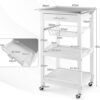 Ibenzoa® Kleine keukenwagen met roestvrijstalen werkblad en opbergruimte op wielen