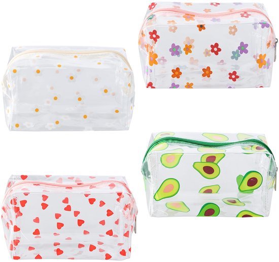 Ibenzoa® Set van 4 Multifunctionele Transparante Tassen voor Cosmetica en Schoolbenodigdheden Ibenzoa® Set van 4 Multifunctionele Transparante Tassen voor Cosmetica en Schoolbenodigdheden