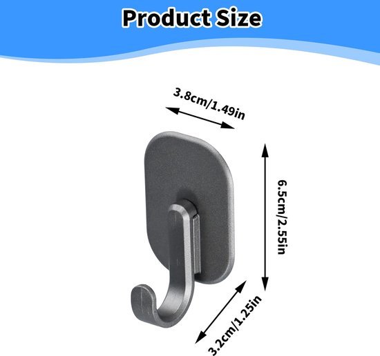 Ibenzoa® Set van 4 Magneethaken in Zwart voor Diverse Oppervlakken en Ruimtes