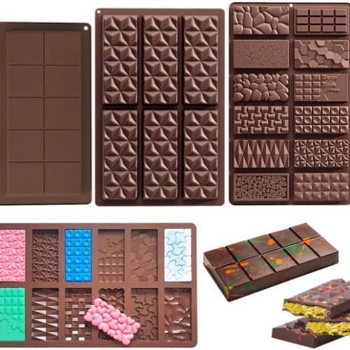 Ibenzoa® Set van drie siliconen vormen voor het maken van chocoladerepen en meer