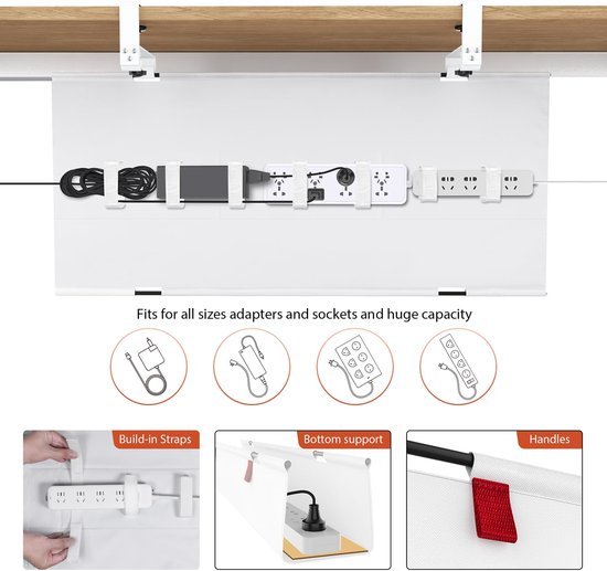 Ibenzoa® Witte kabelmanagement goot met klem en schroefmontage voor bureau