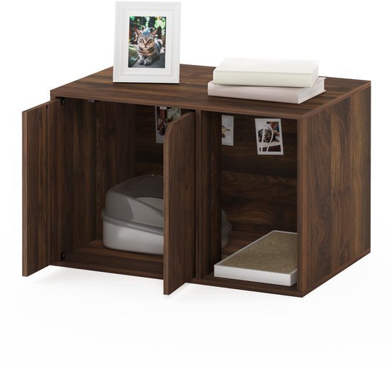 Ibenzoa® Stijlvolle kattenbakmeubel in walnoot voor een opgeruimd interieur